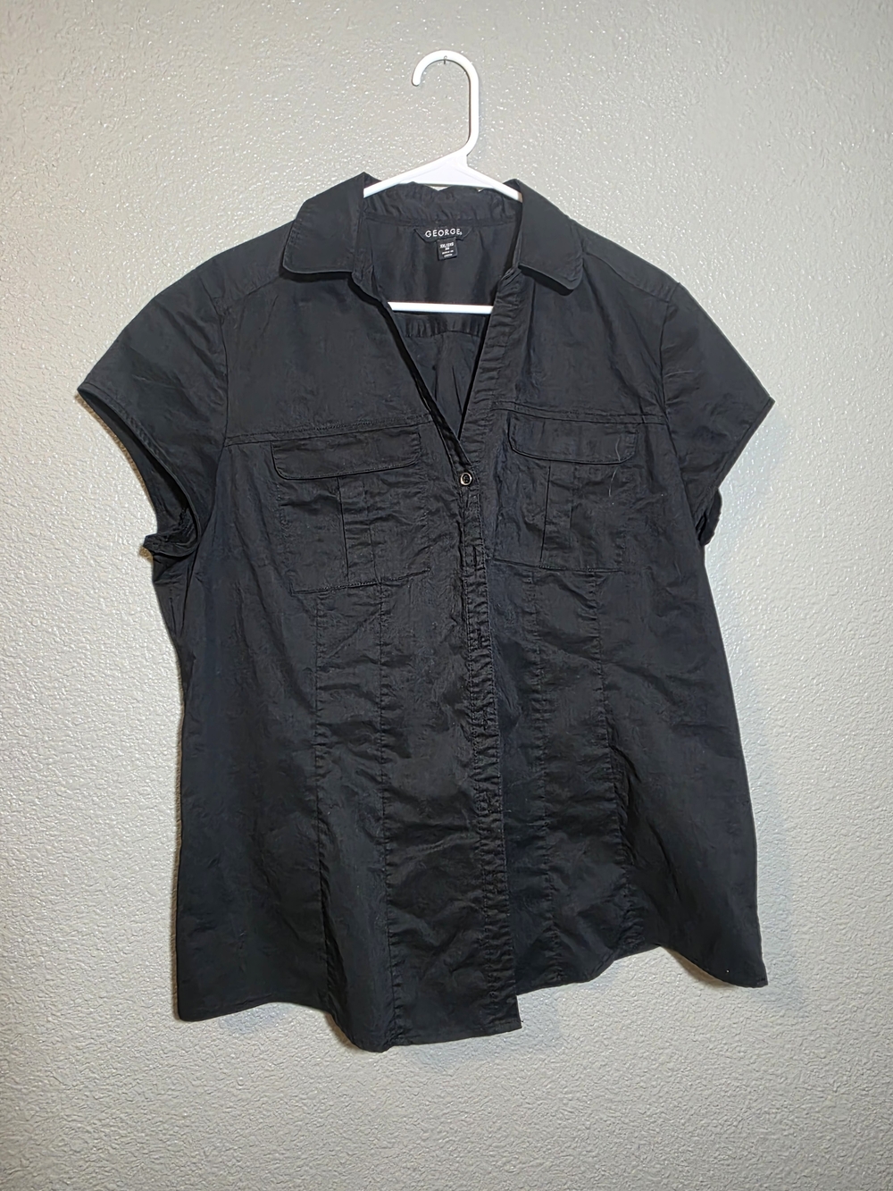 George Black Short Sleeve Button-Front Shirt
